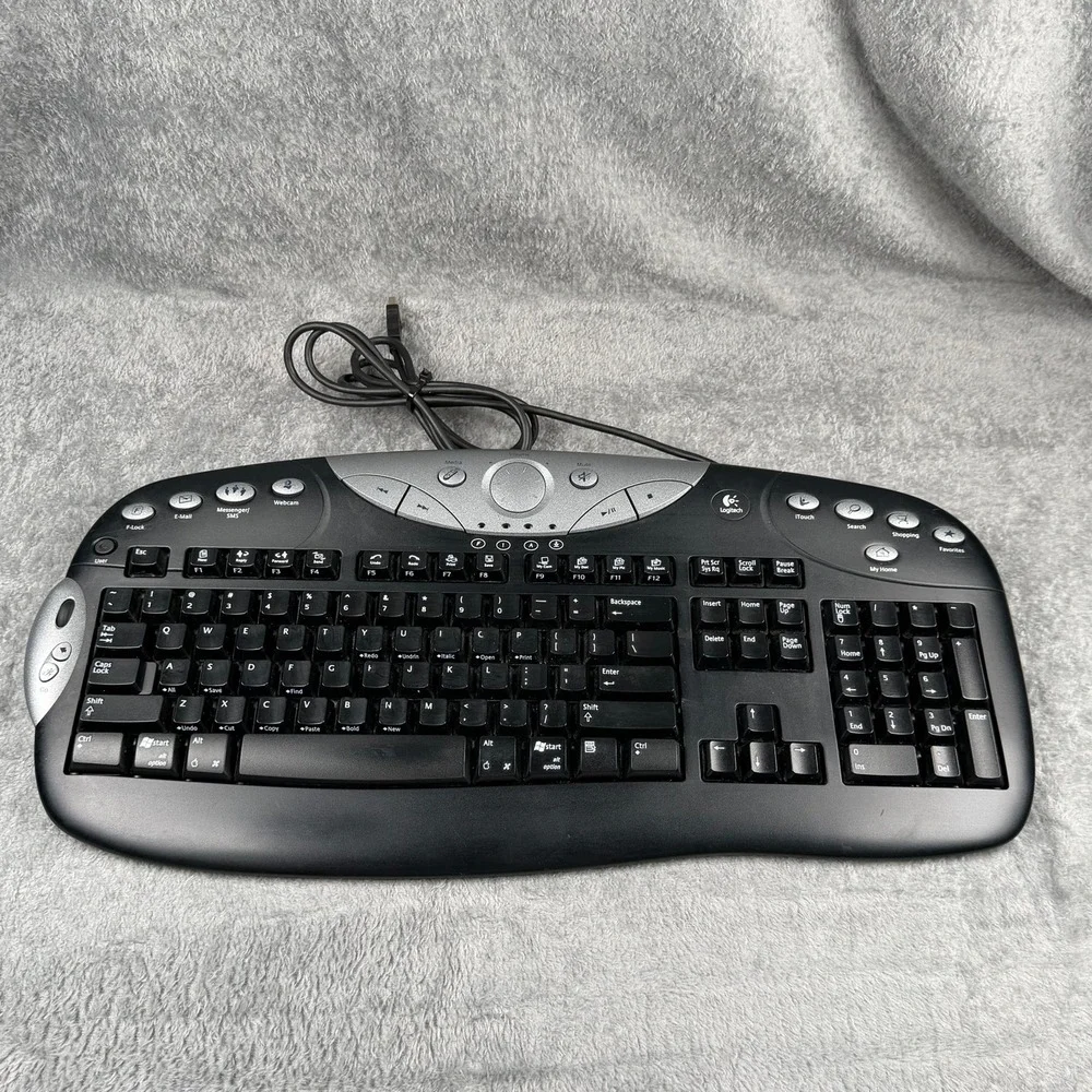 Logitech‎ Elite Keyboard Y-BF38 Wired USB Multimedia Black Silver 867225-0100